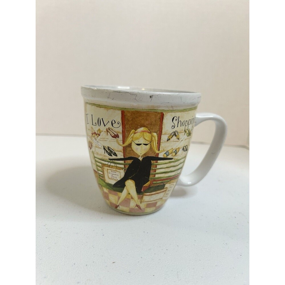 Lang Company 2007 These Shoes “I Love Shopping” Coffee Mug Tea Cup Gift 17 oz.